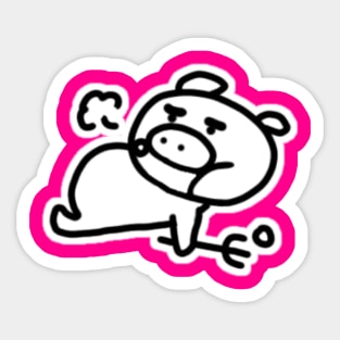 Satisfied Boo the kawaii pig. Sticker